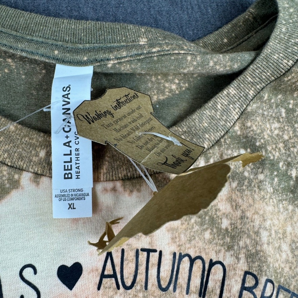 Hello Fall Bleached T Shirt Women's XL Bella Canvas Graphic Tee Autumn Vibes - Picture 3 of 9